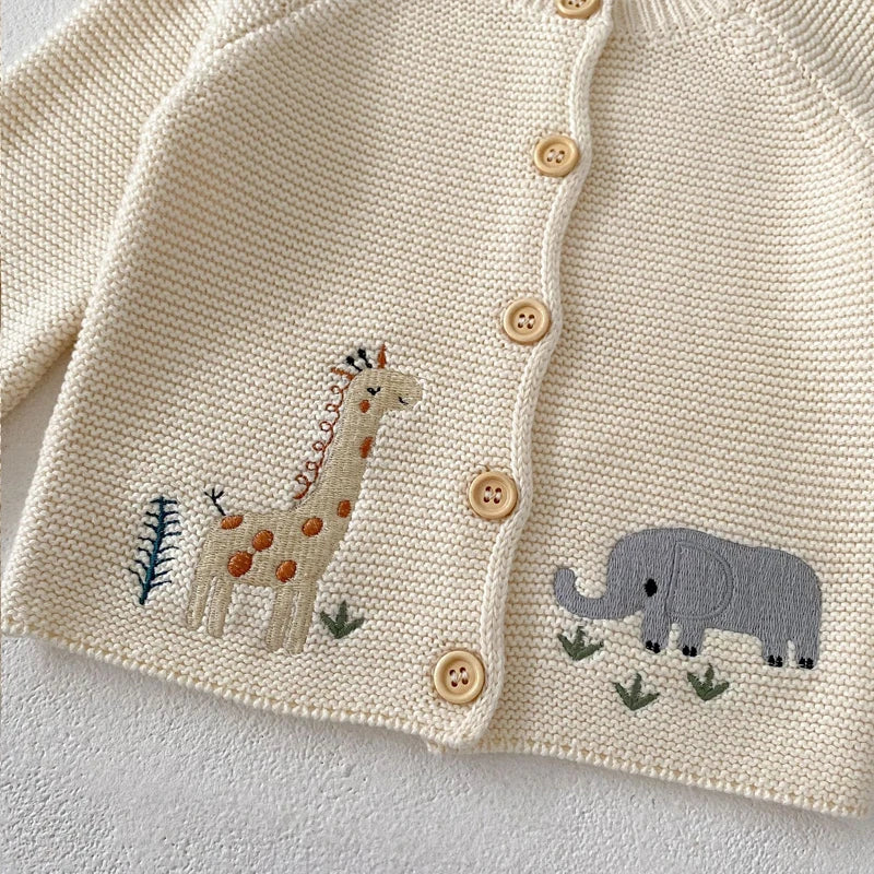 Adorable Knit Baby Cardigan - Safari-Inspired Charm!
