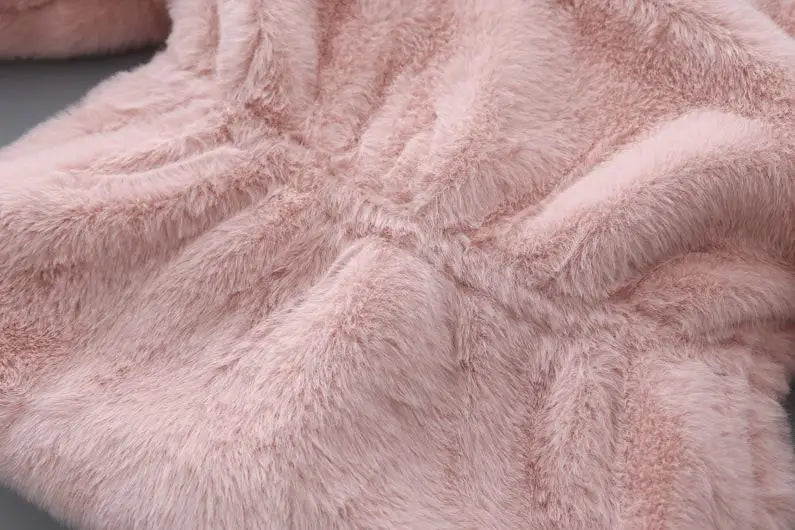Charming Pink Faux Fur Coat for Girls