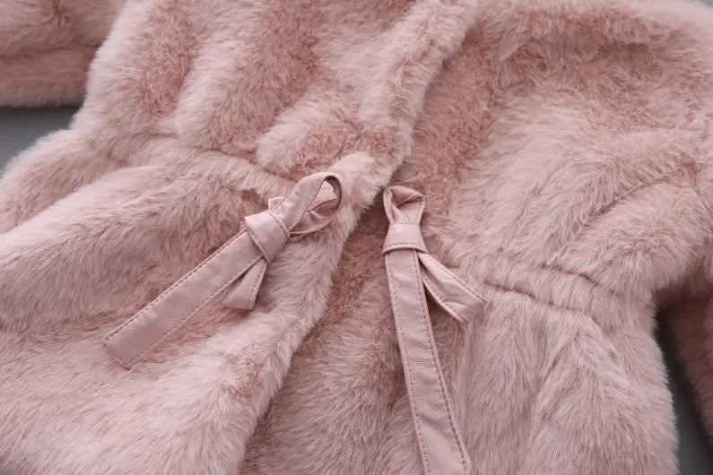 Charming Pink Faux Fur Coat for Girls