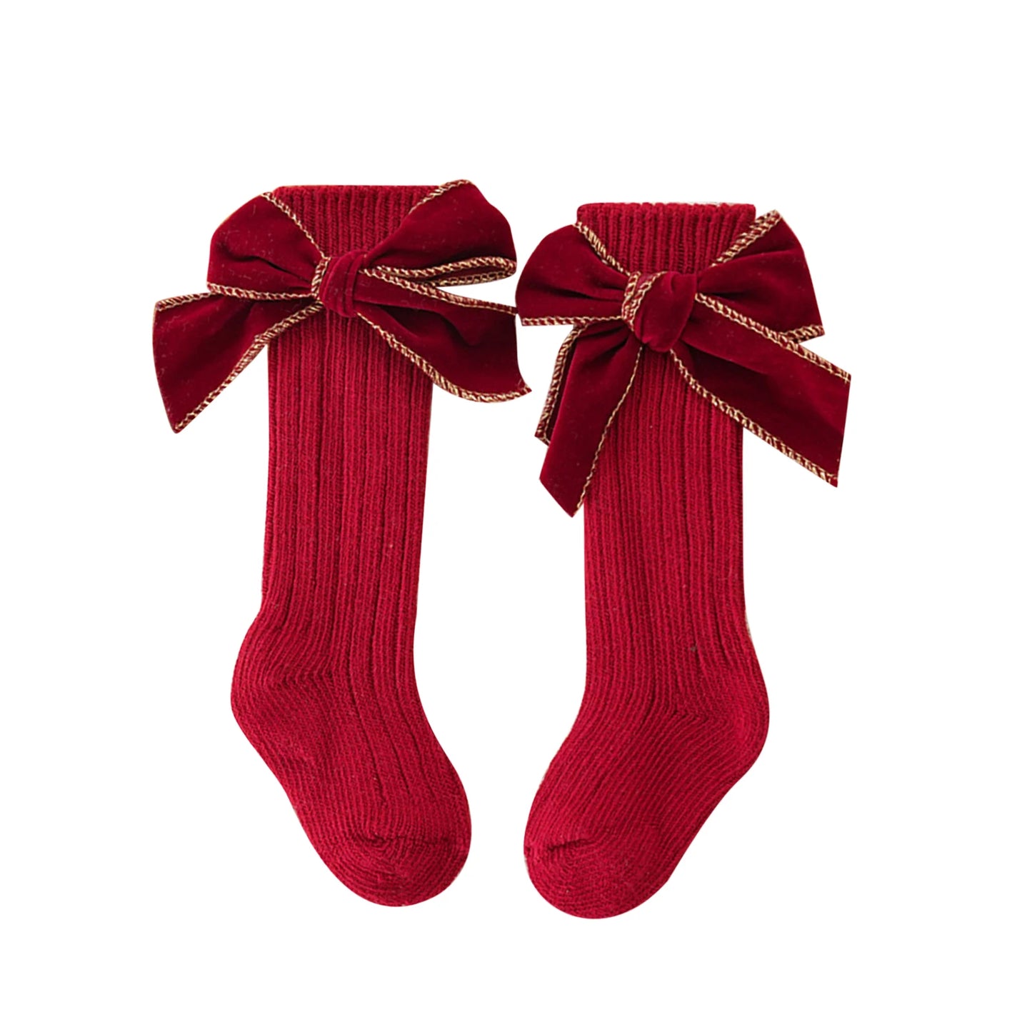 Elegant Baby Girl Socks with Velvet Bows