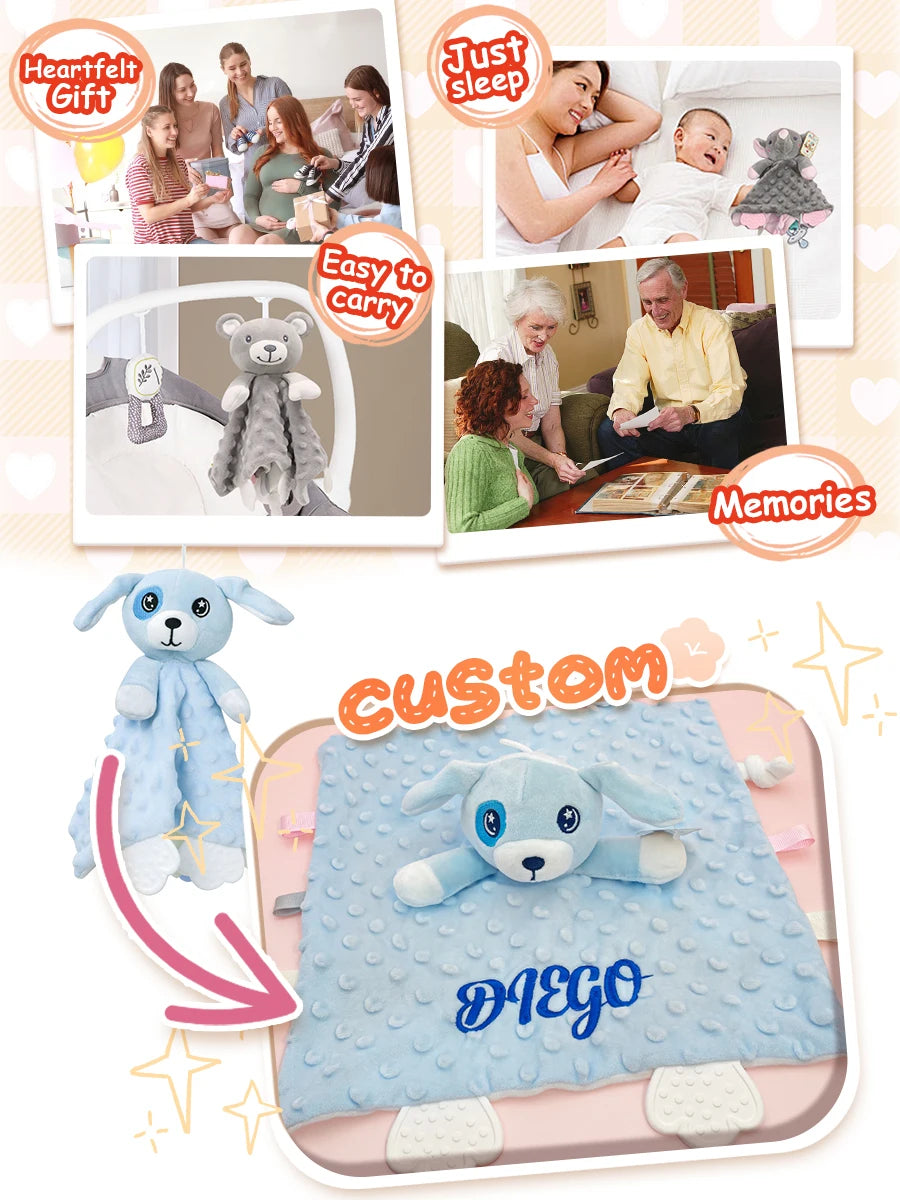 Personalized Security Blanket for Girls and Boys Newborn Gifts Embroidered Baby Blanket Baby Shower Gifts 1st Birthday Gift