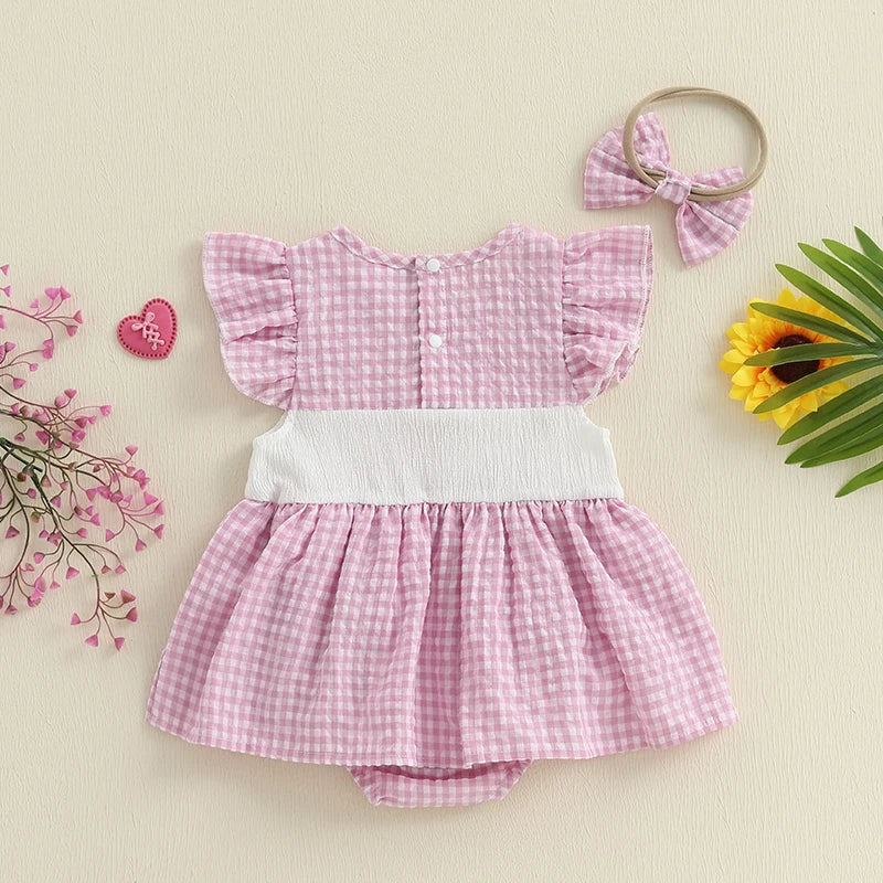 I Heart Dad Gingham Set — Romper &  Headband