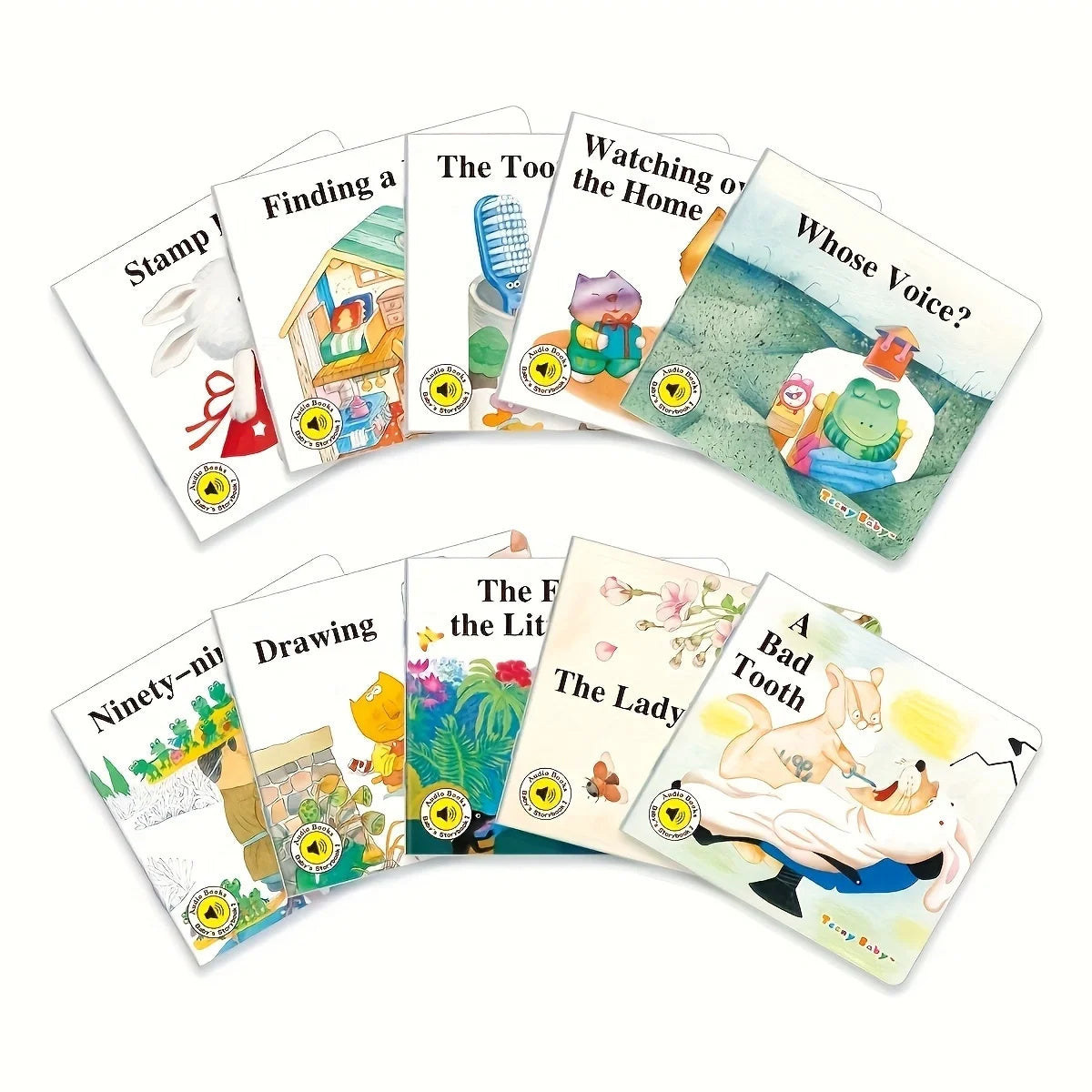 1 box of 10 English children's bedtime story picture books, with ten different small story picture books suitable for children -
