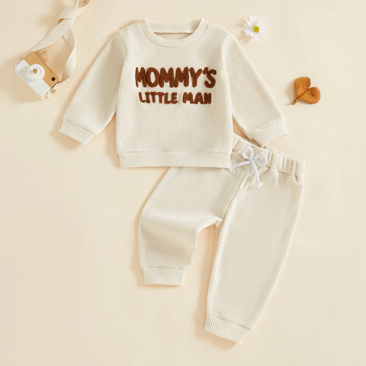 Mommy’s Little Man Waffle Knit Set