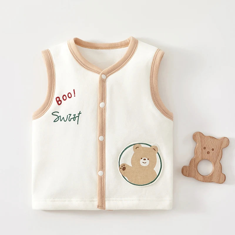 Baby Cotton Padded Vest Autumn And Winter 3-8 Months Baby Pure Cotton Outer Vest Newborn Shoulder Jacket