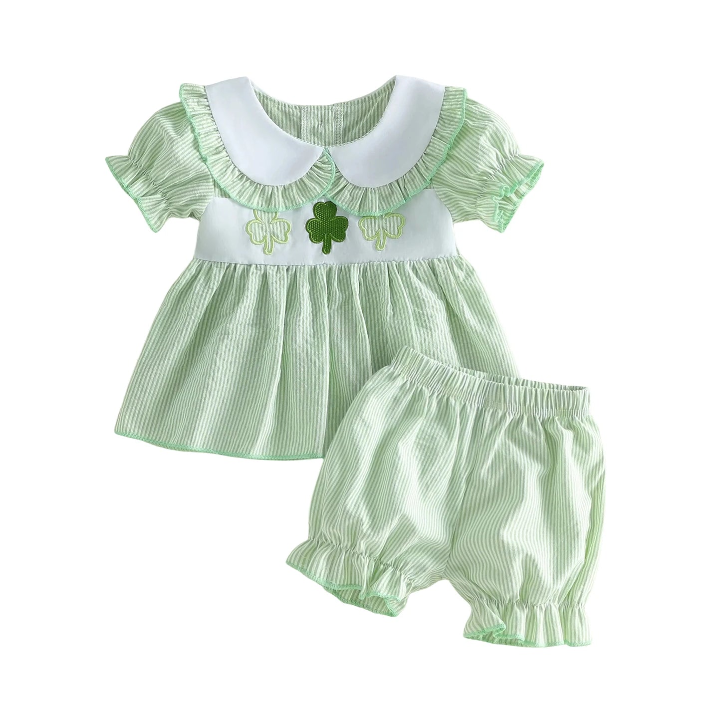 Green Clover Baby Top and Bloomer Set