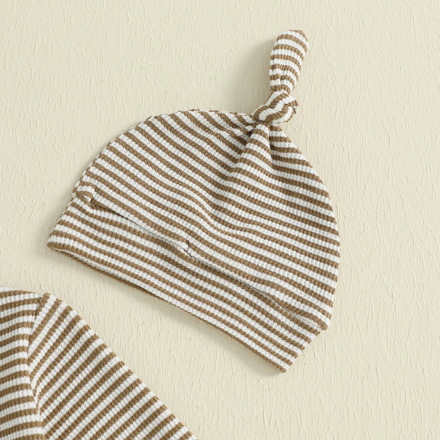 Striped Ribbed Onesie & Hat Set