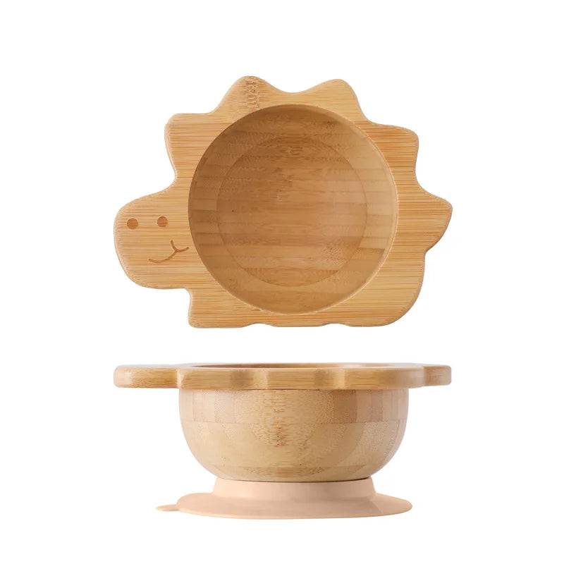Bamboo Baby Feeding Bowl with Suction Base & Utensil Set