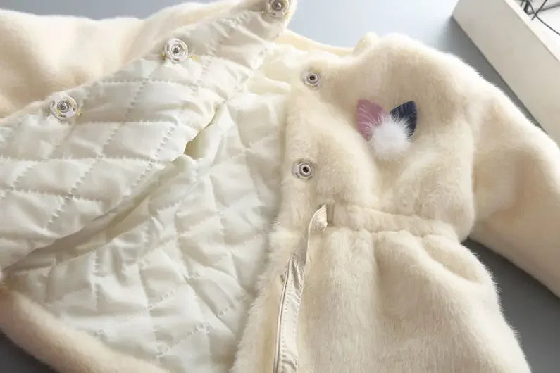 Charming Pink Faux Fur Coat for Girls