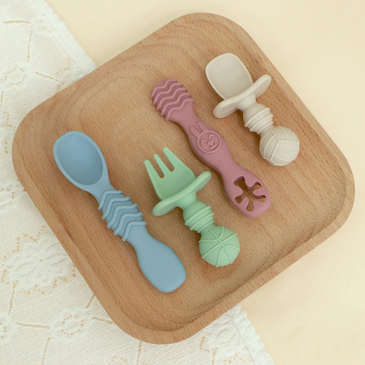 Fashion New 4-Pack Silicone Toddler Spoon Cutlery