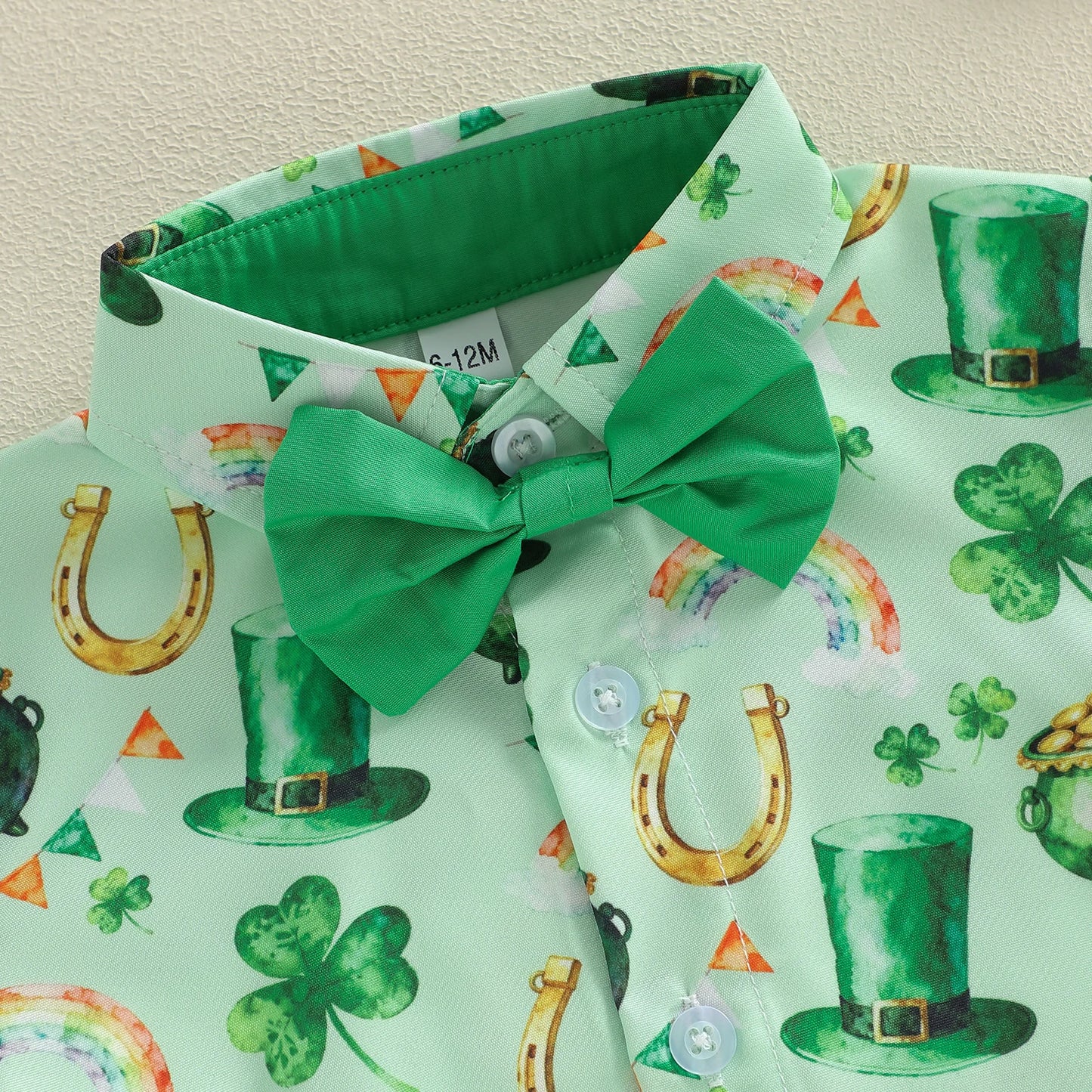 St Patrick’s Day Bow Tie Shirt and Shorts Baby Outfit Set