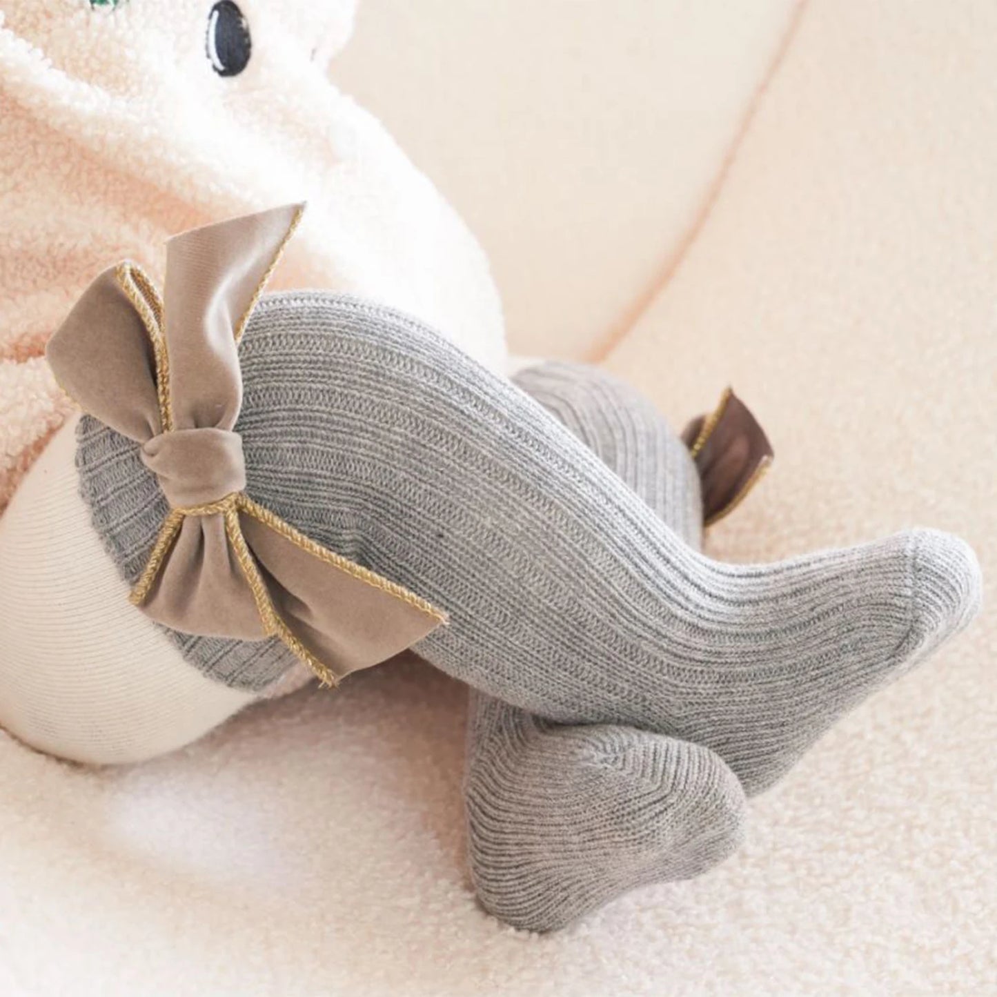 Elegant Baby Girl Socks with Velvet Bows