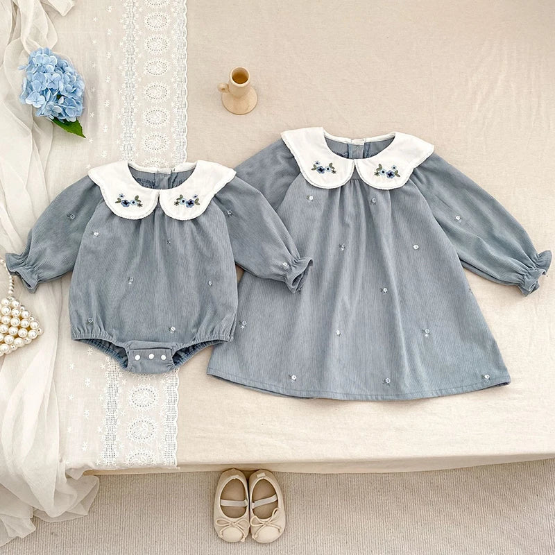 2025 New Toddler Baby Girls Romper Spring Children Clothes Ruffled Long Sleeved Cotton Baby Clothing Flower Baby Girls Jumpsuit