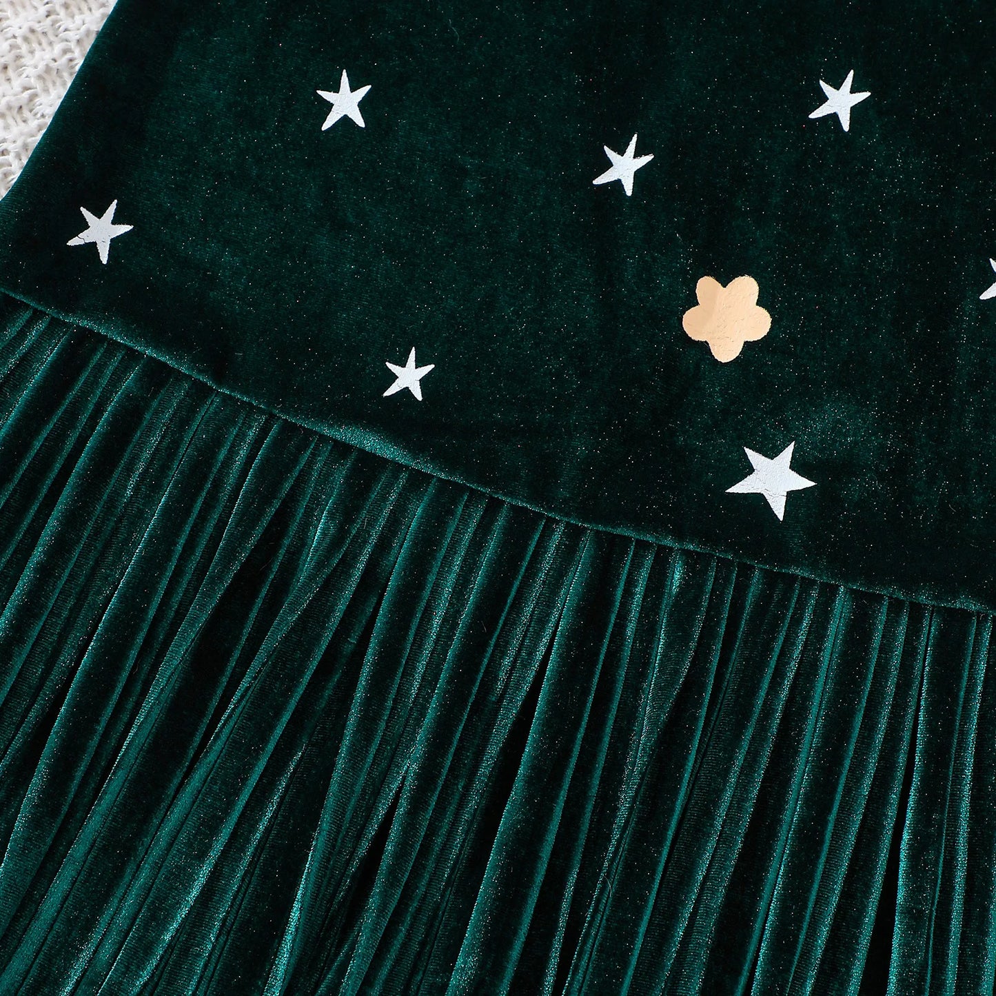 Girls Sleeveless Velvet Christmas Dress with Matching Hat