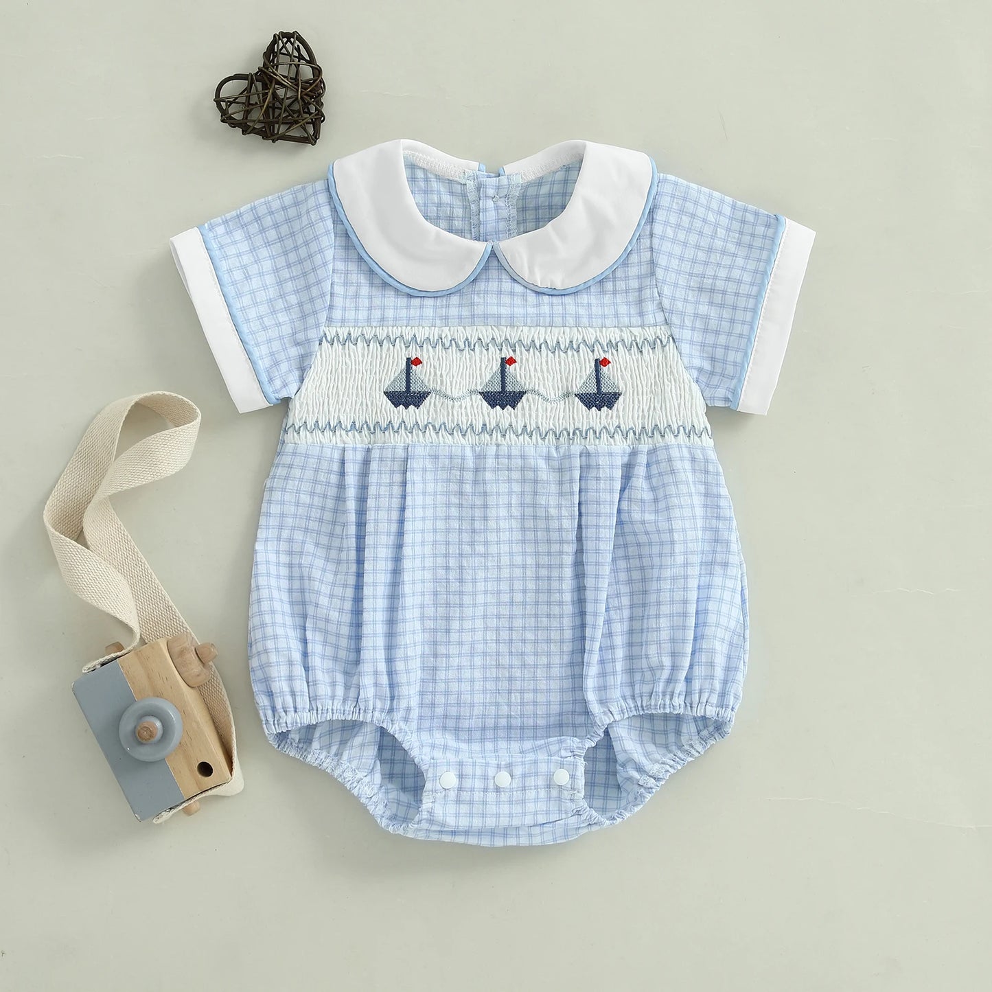 Adorable Gingham Bubble Romper for Babies