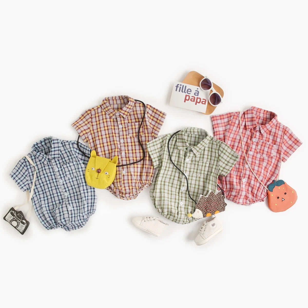 Vintage Style Button Front Baby Shirt Romper