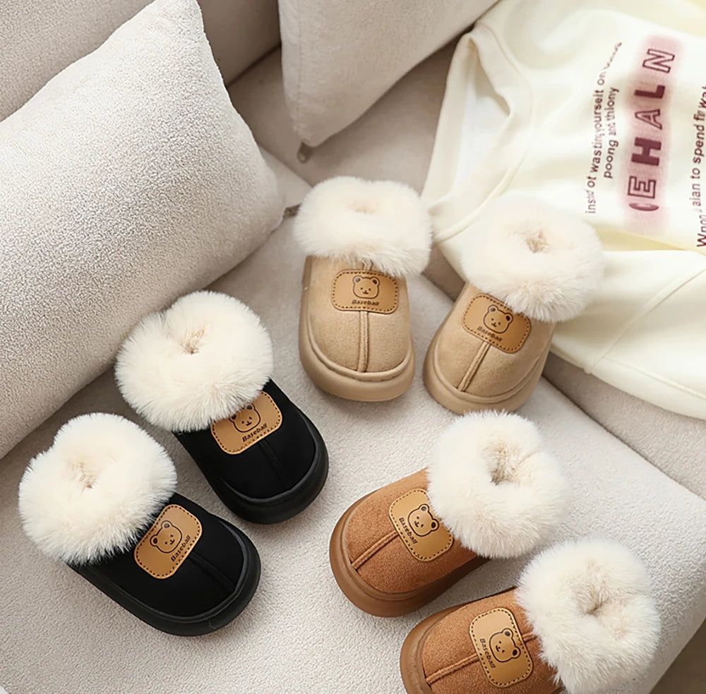 Cute Cartoon Winter Boots For Children Boy's Girl's Plush Boots Thick Warm Velvet Faux Fur Snow Boots For Toddler Kid's Boots