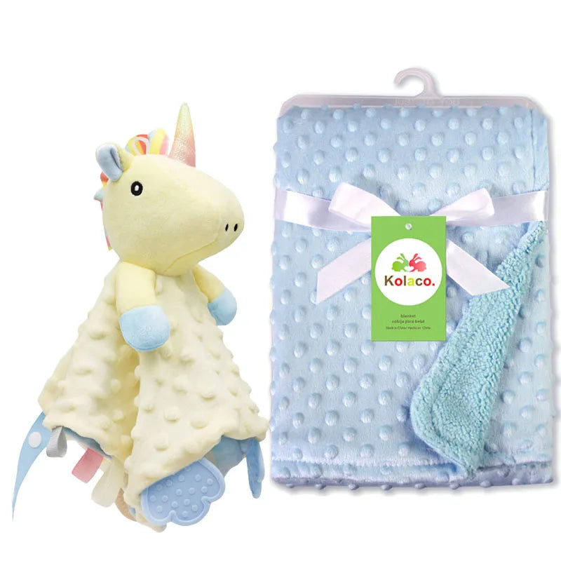 Personalized Baby Blanket Newborn Stroller Sleeping Dolls Custom Blanket With Name Animal Security Towel Gift Set