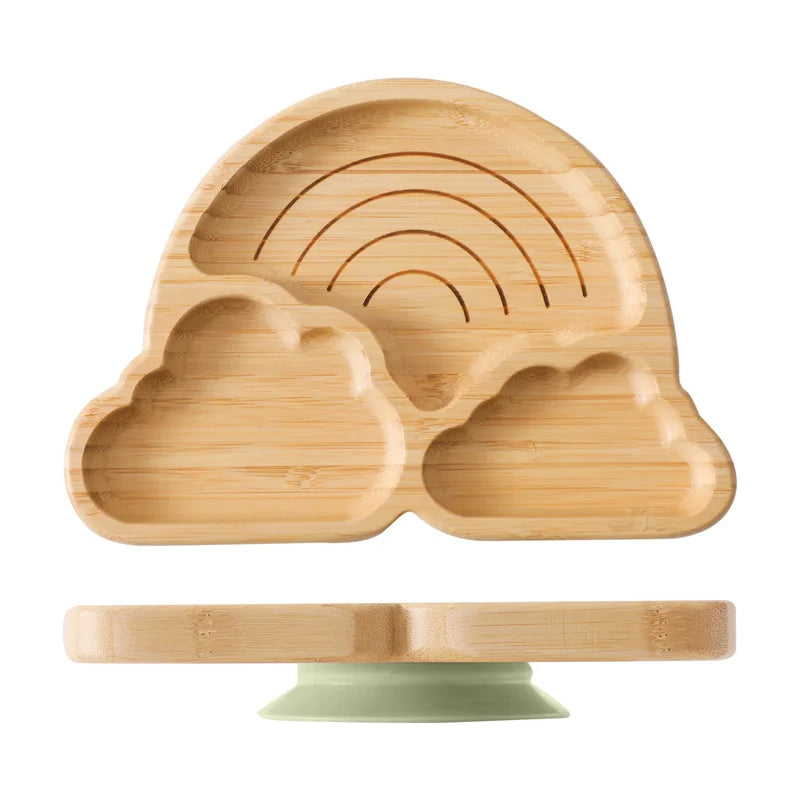 Bamboo Baby Feeding Bowl with Suction Base & Utensil Set