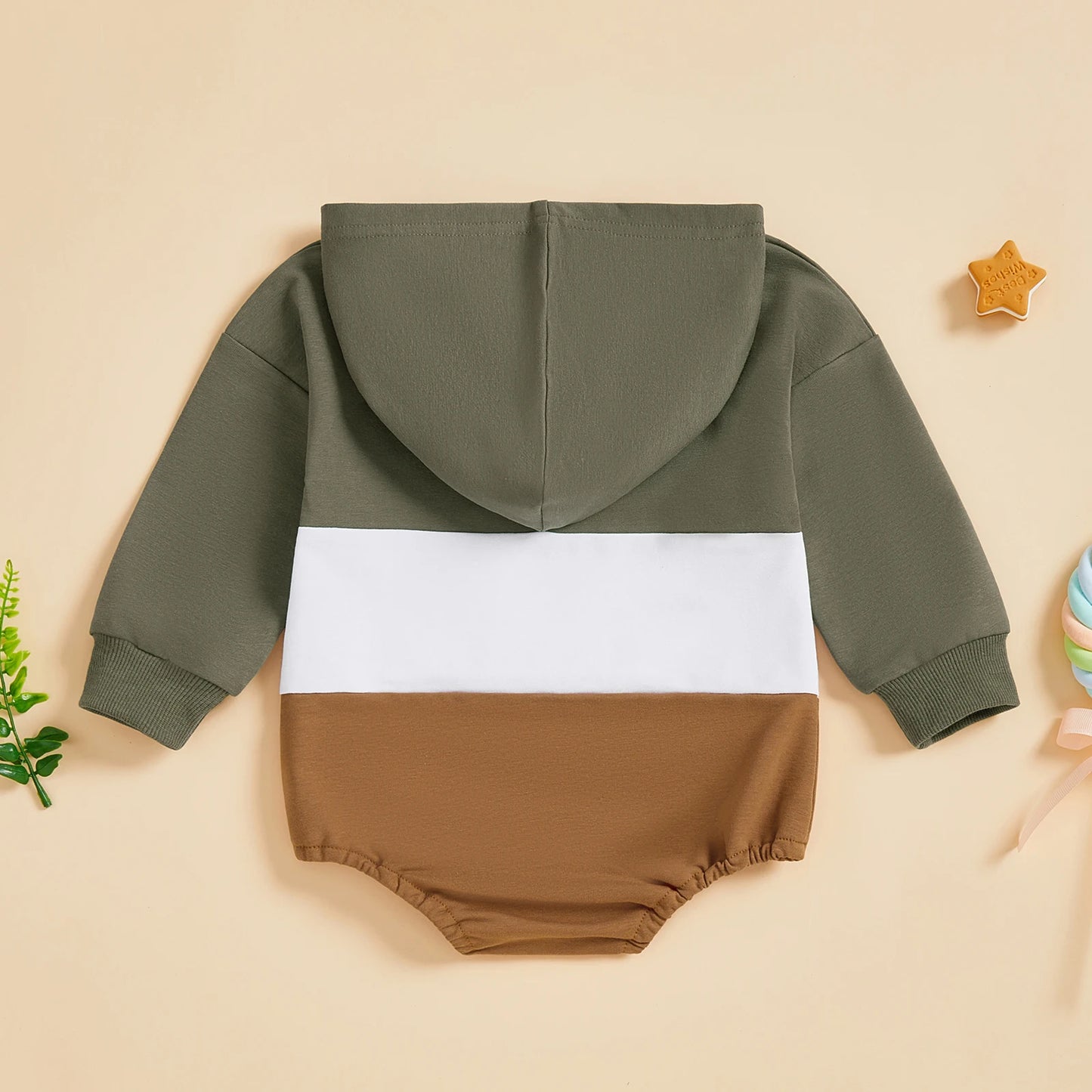 Color Block Hooded Baby Romper