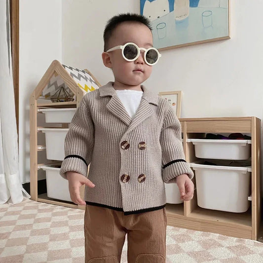 Boys Double Breasted Knit Vintage Style Cardigan 12 month to 5 yr