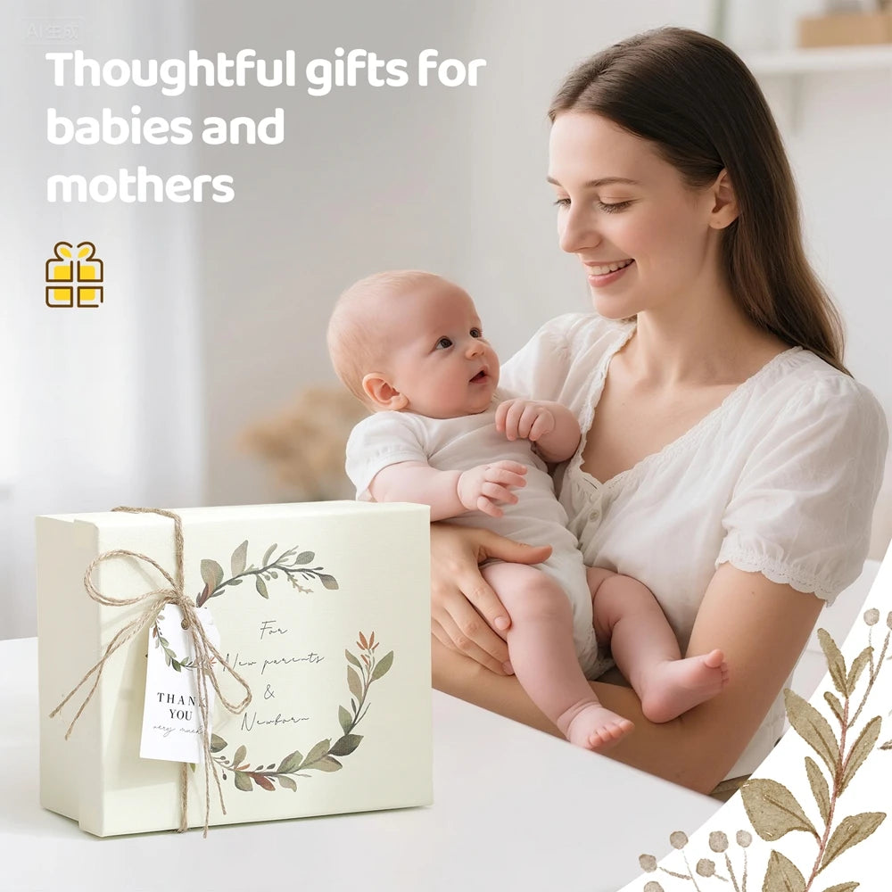 Bathing Set for Newborns Montessori Cotton Towel Toothbrush Cup Socks Rattle Toy Growth Milestone Gift box Photography props