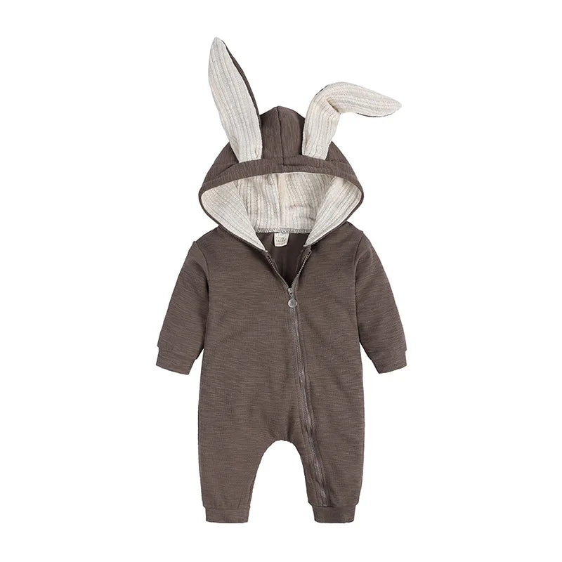 Bunny Ear Hooded Baby Jumpsuit Set