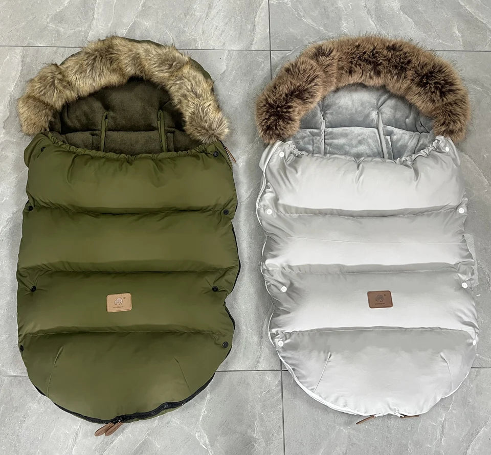 Stroller Footmuff Winter Baby Carriage Bag In Pram Removable Thicker Fur Collar Warm Flannel Newborn Cocoon Baby Envelope