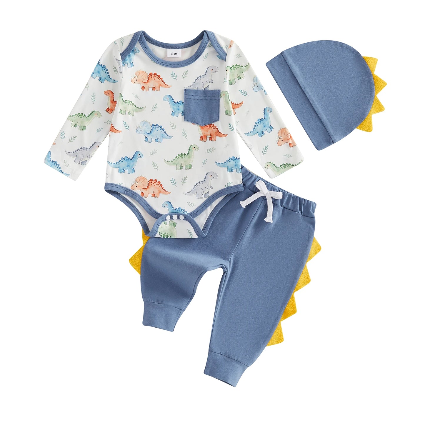 Dinosaur Print Pants Hat Sets Boy Fall Sleeve Dinosaur Outfits Long Sleeve Outfits Long Baby Baby Boy Fall