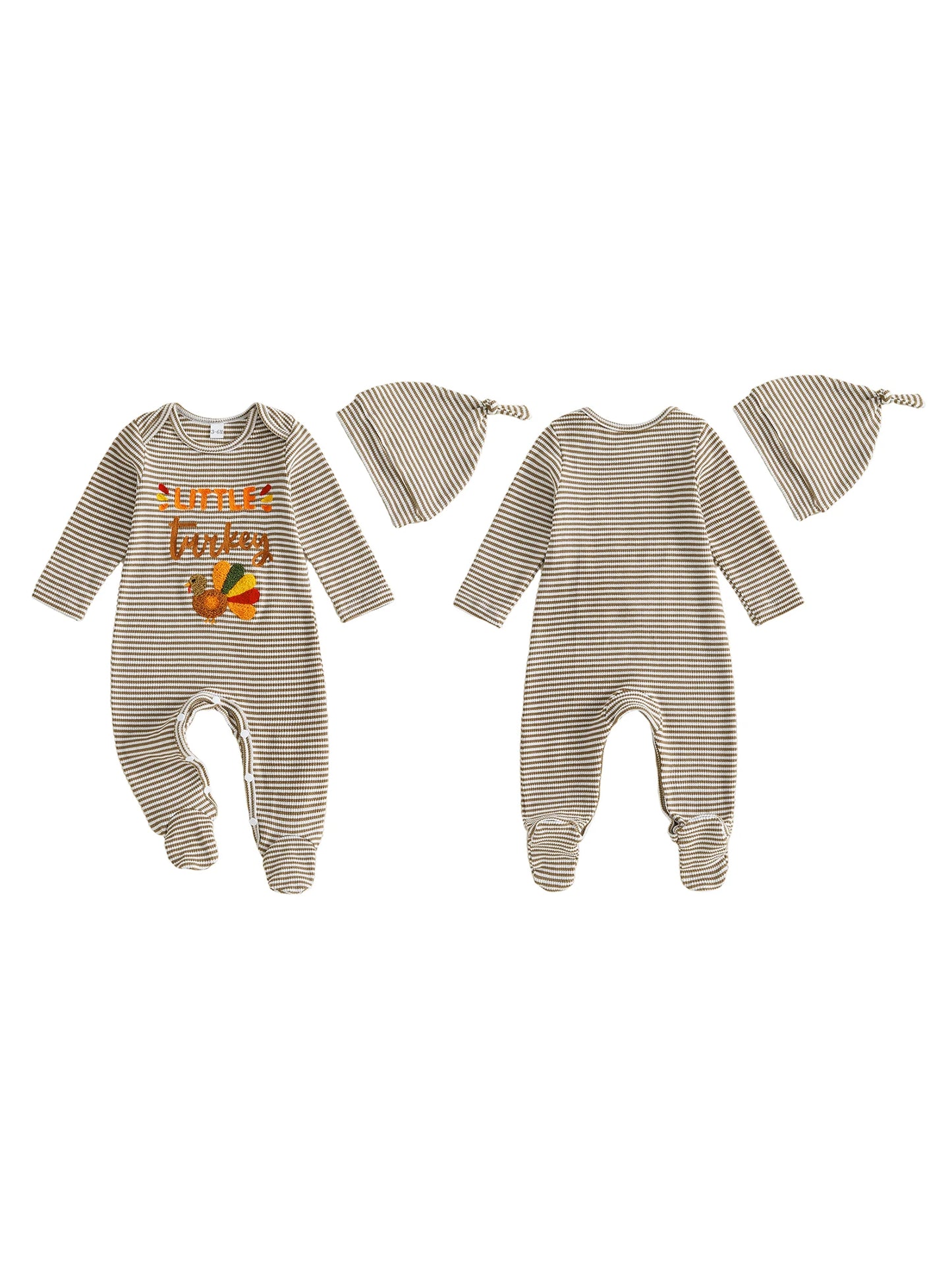 Ouftits Long Baby Baby Boy Thanksgiving Thanksgiving Ouftits Long Romper With Embroidery Long Turkey Embroidery Romper