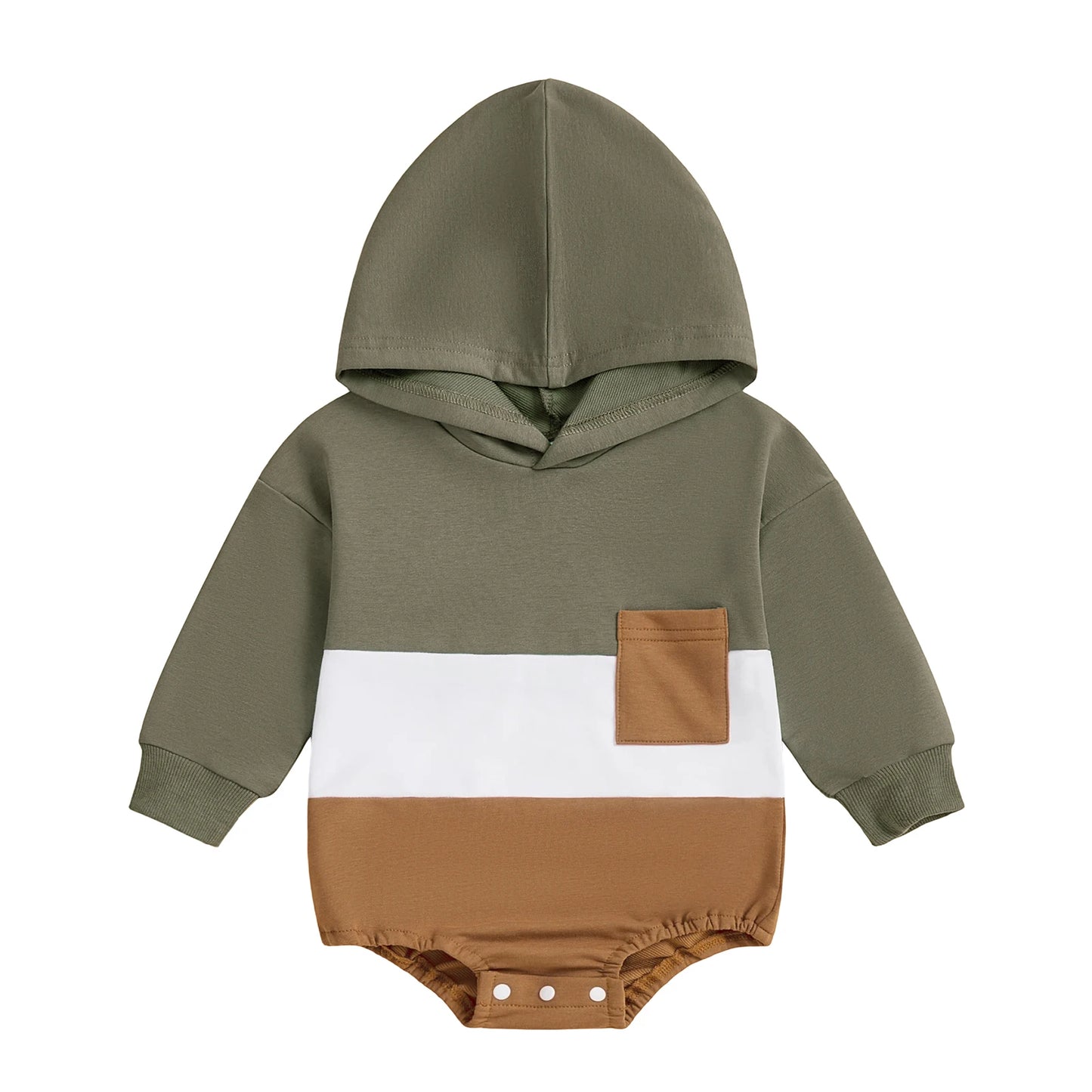 Color Block Hooded Baby Romper
