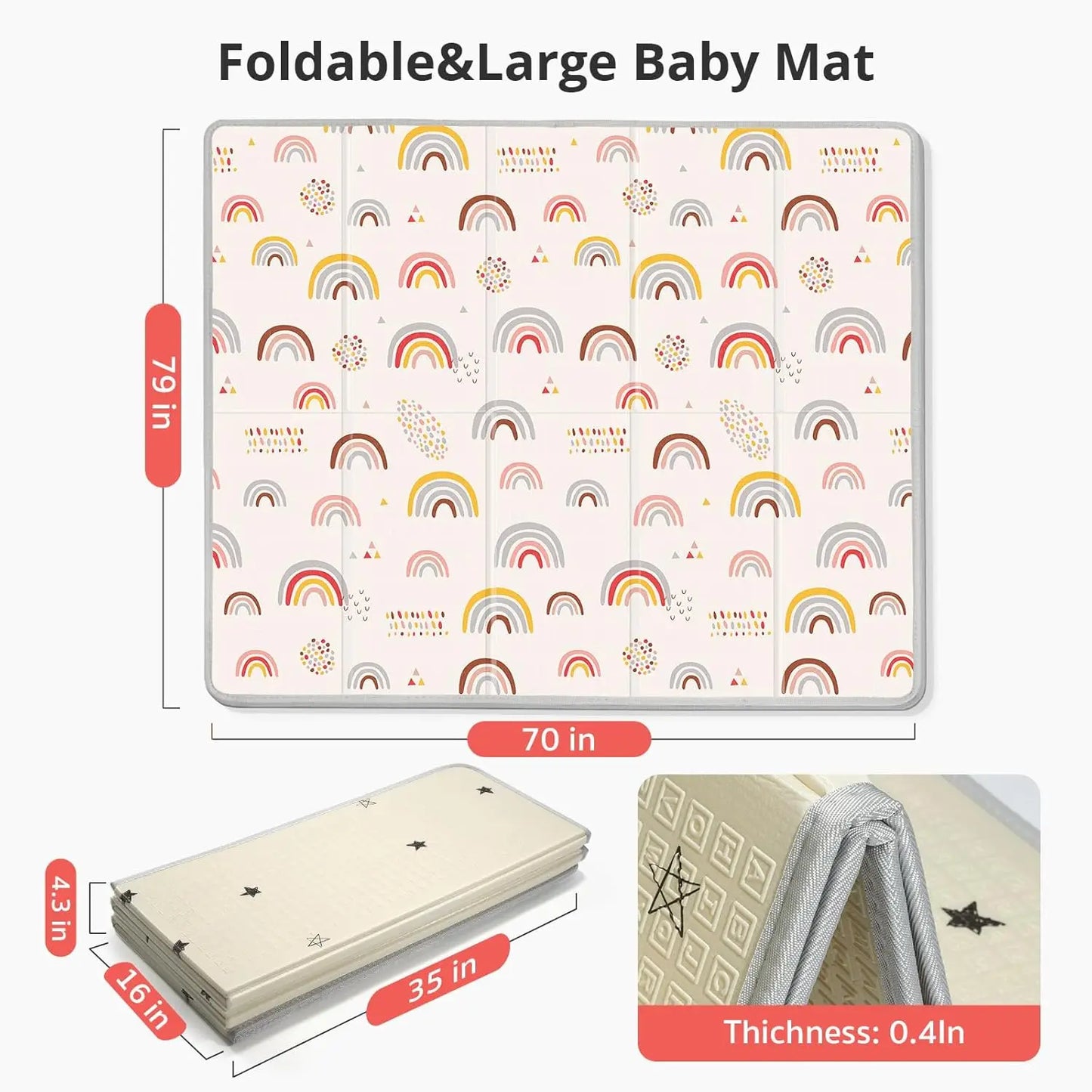 Children Playroom Floor Mat With Rainbow Pattern