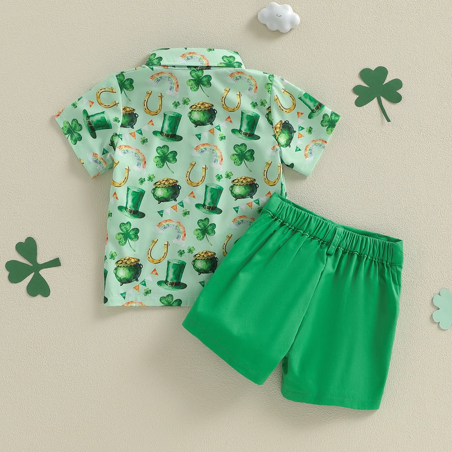 St Patrick’s Day Bow Tie Shirt and Shorts Baby Outfit Set