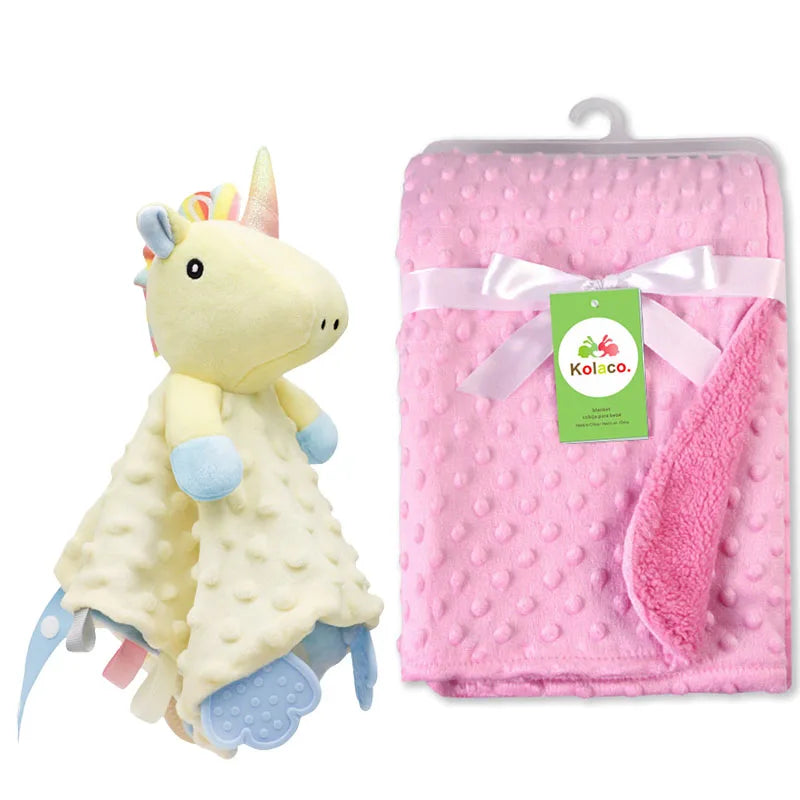 Personalized Baby Blanket Newborn Stroller Sleeping Dolls Custom Blanket With Name Animal Security Towel Gift Set