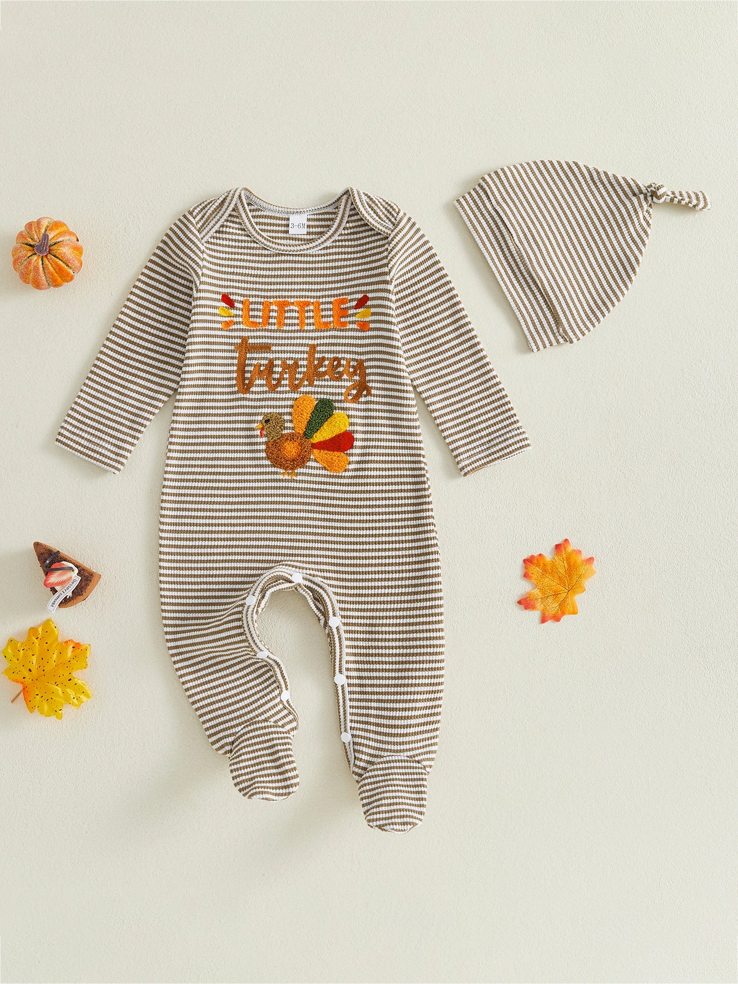 Ouftits Long Baby Baby Boy Thanksgiving Thanksgiving Ouftits Long Romper With Embroidery Long Turkey Embroidery Romper
