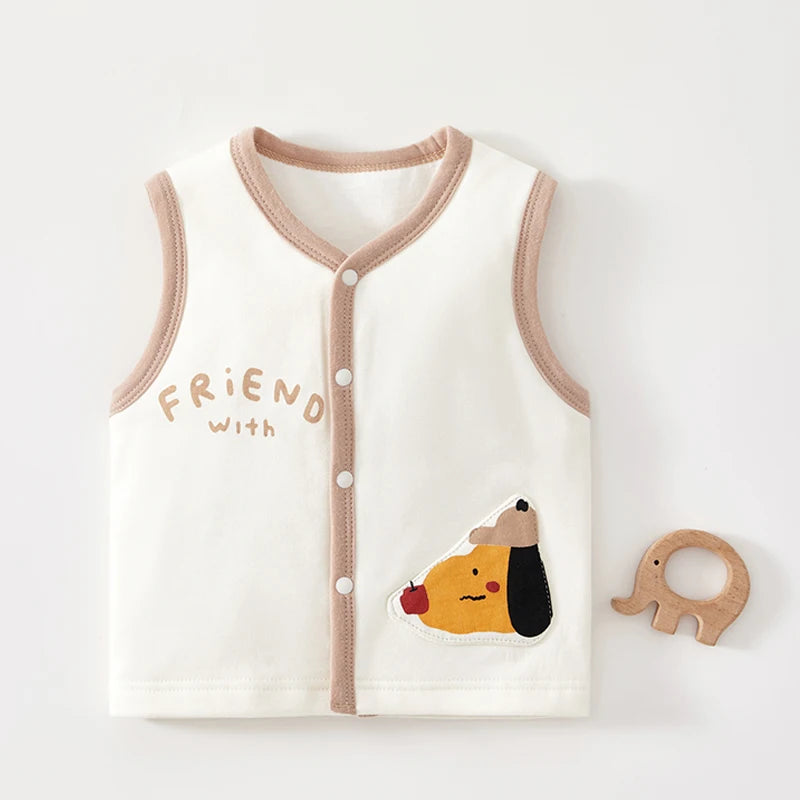 Baby Cotton Padded Vest Autumn And Winter 3-8 Months Baby Pure Cotton Outer Vest Newborn Shoulder Jacket