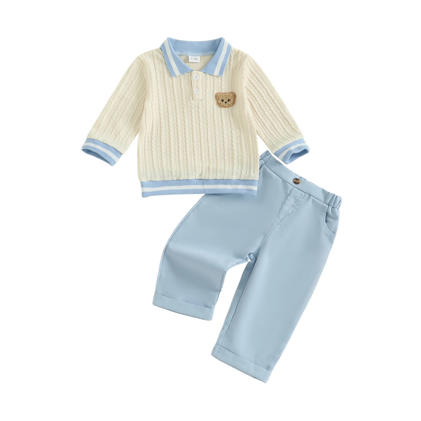 Adorable Cable Knit Polo Outfit Set for Toddlers