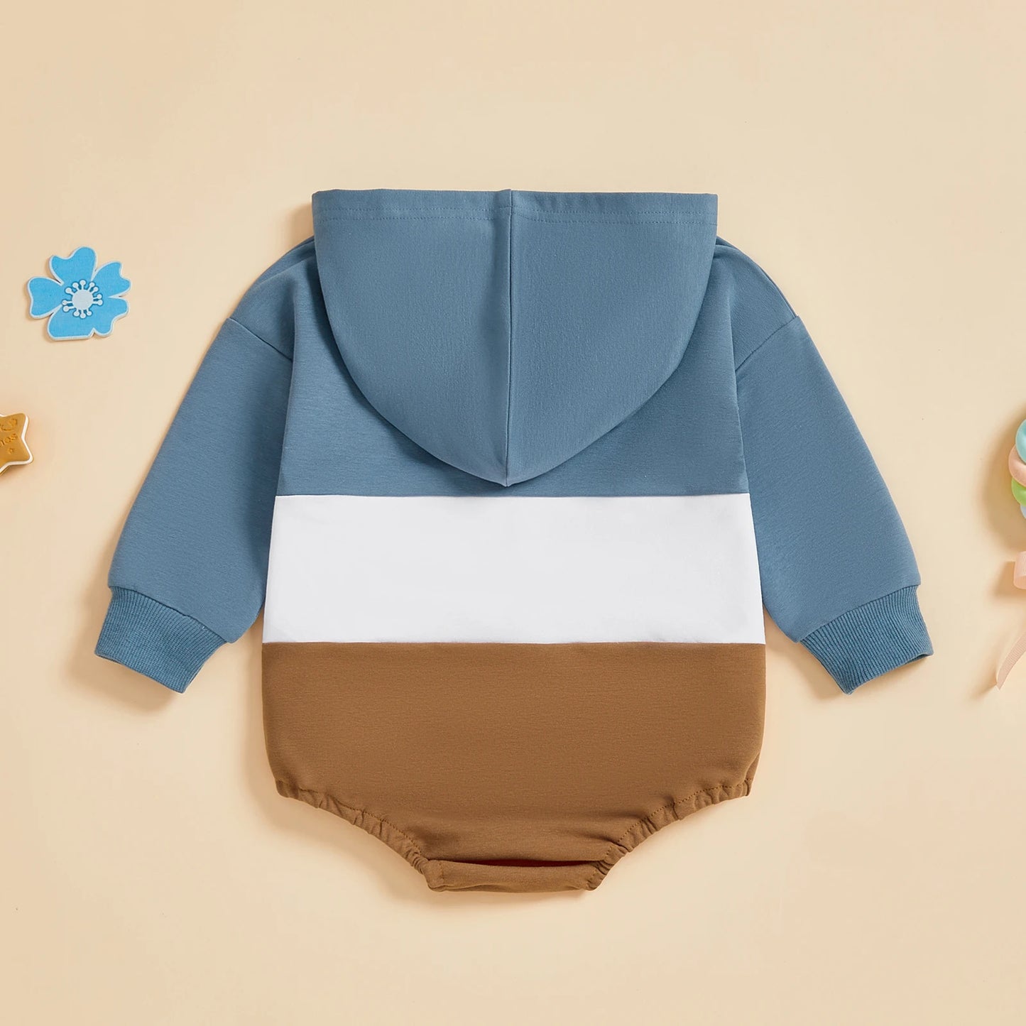 Color Block Hooded Baby Romper