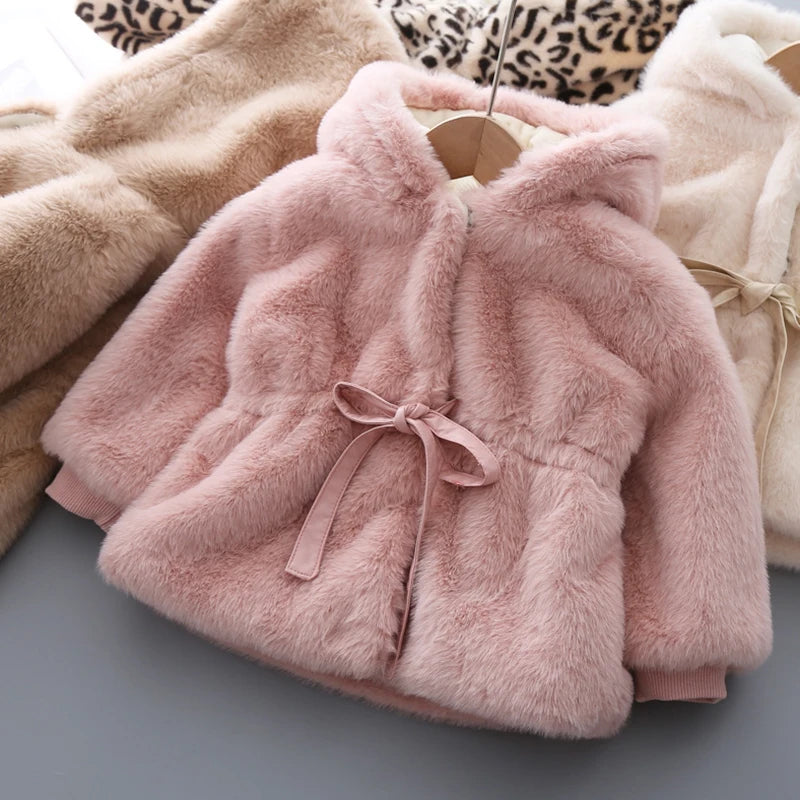 Luxurious Faux Fur Hooded Coat for Girls