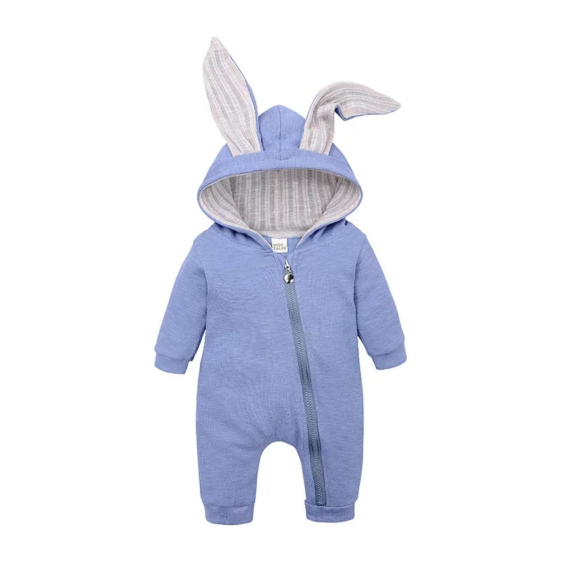 Bunny Ear Hooded Baby Jumpsuit Set