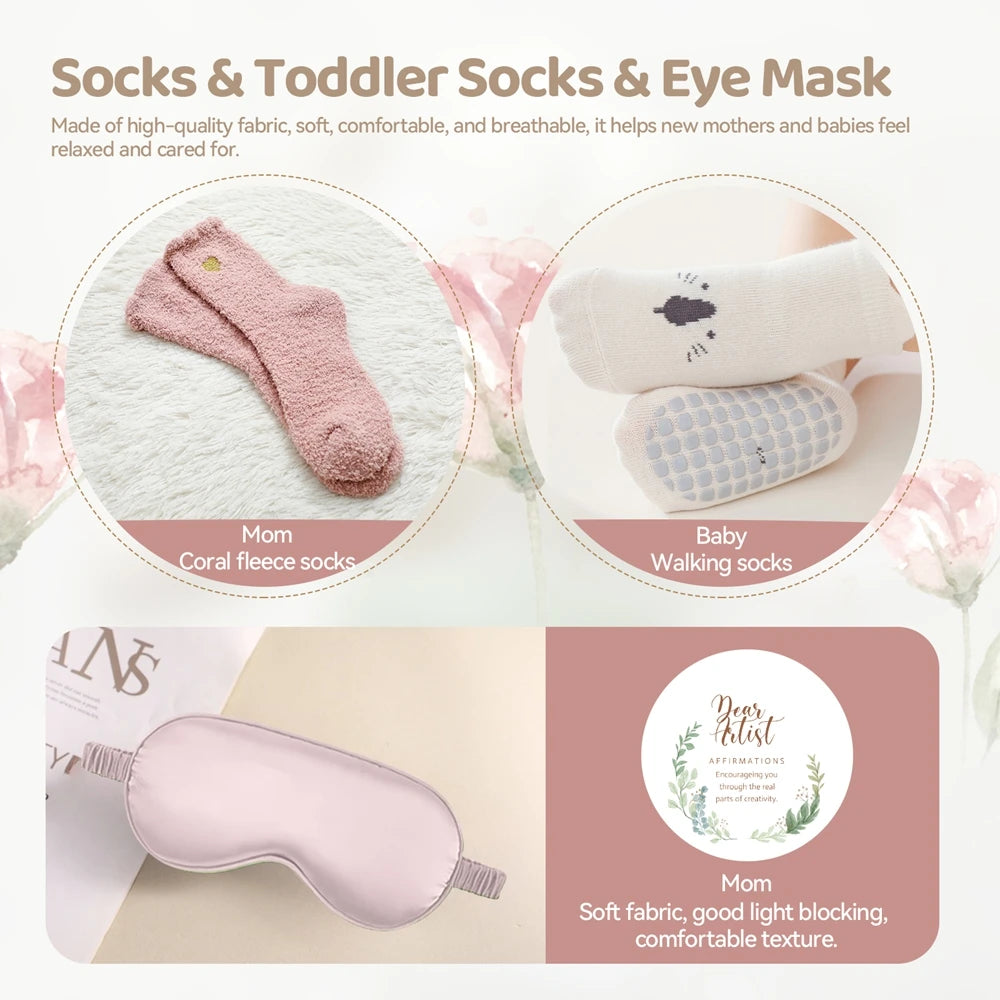 Bathing Set for Newborns Montessori Cotton Towel Toothbrush Cup Socks Rattle Toy Growth Milestone Gift box Photography props