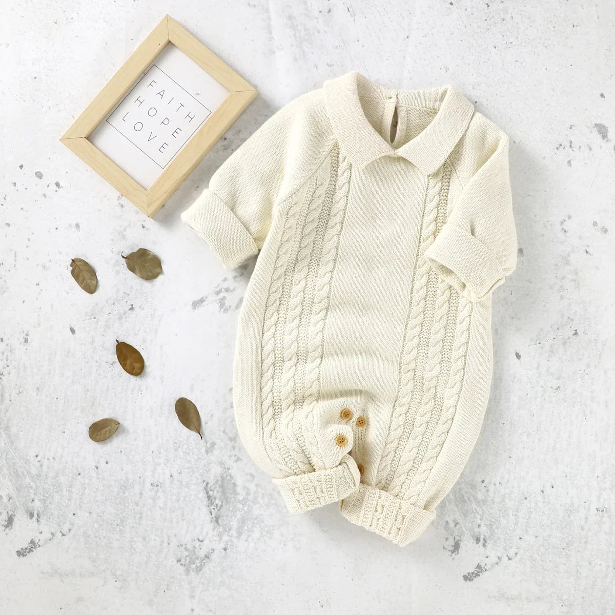 Baby Knitted Hooded Romper 0-18m