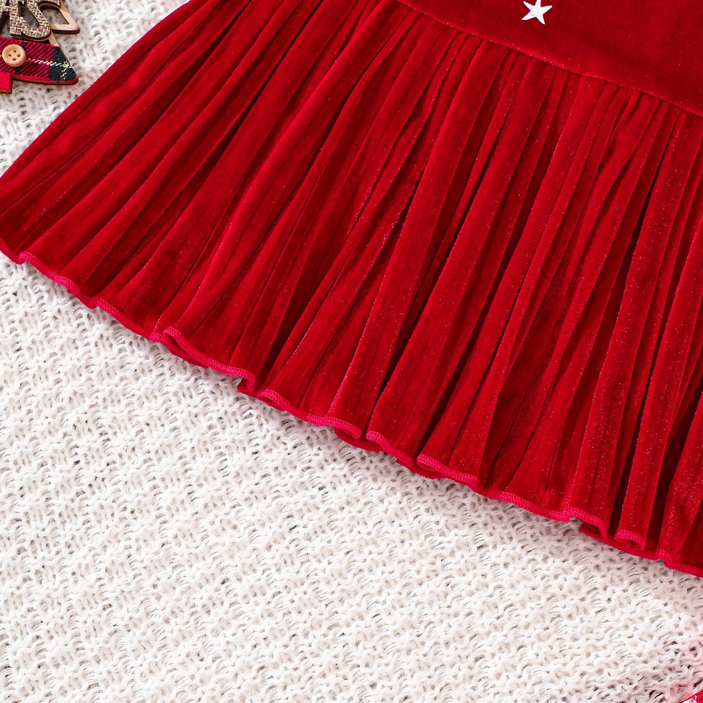 Girls Sleeveless Velvet Christmas Dress with Matching Hat