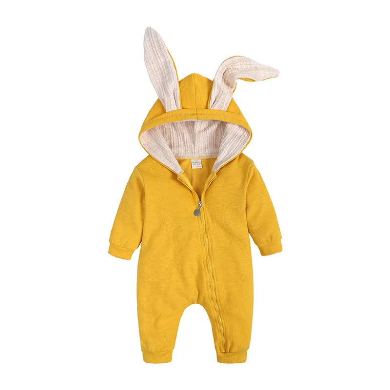 Bunny Ear Hooded Baby Jumpsuit Set