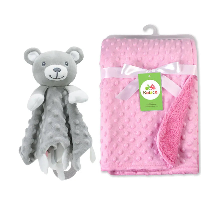 Personalized Baby Blanket Newborn Stroller Sleeping Dolls Custom Blanket With Name Animal Security Towel Gift Set