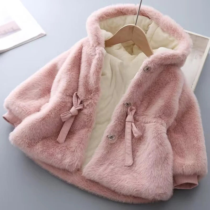 Luxurious Faux Fur Hooded Coat for Girls