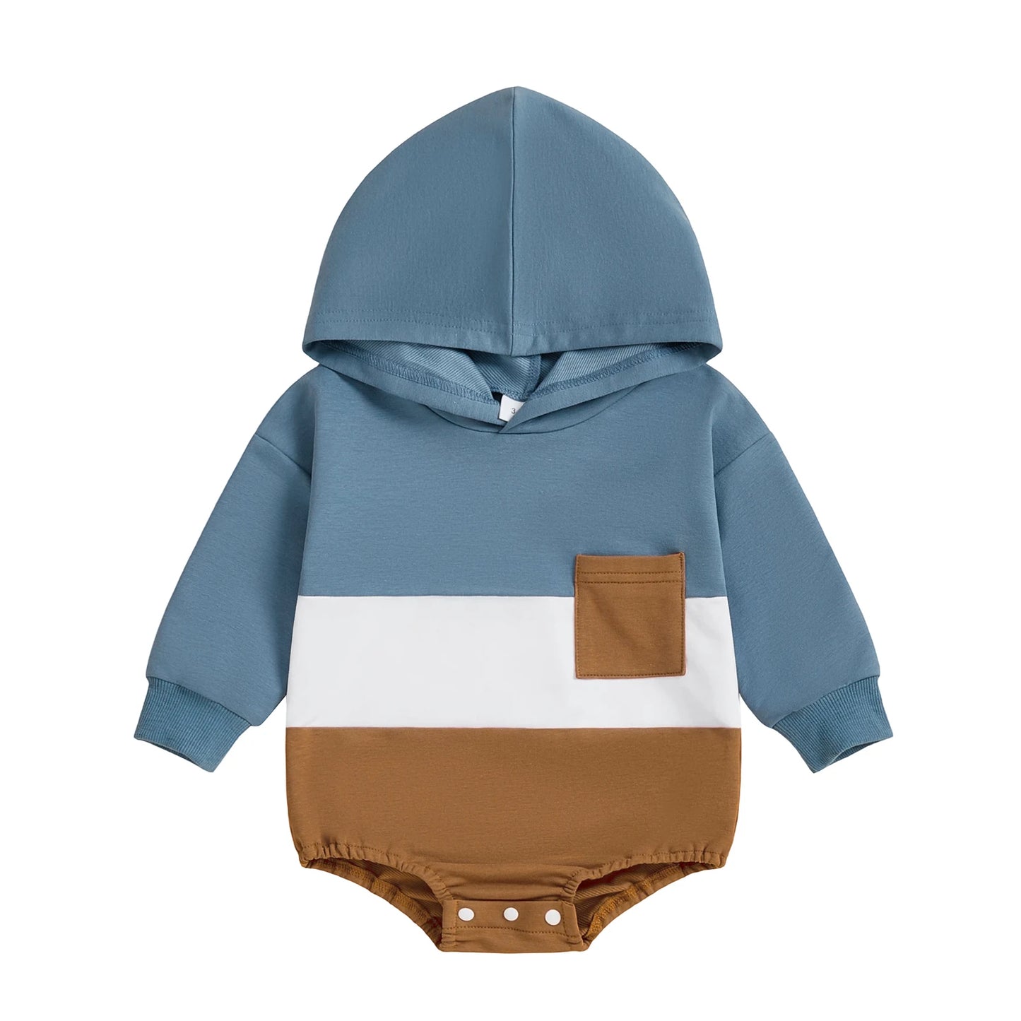 Color Block Hooded Baby Romper
