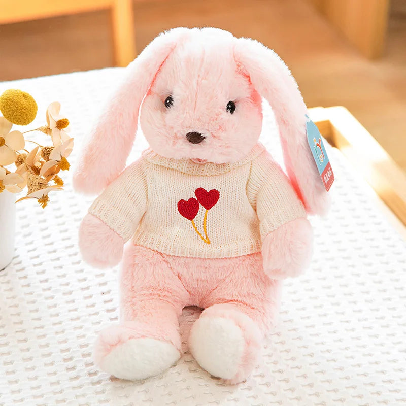 Plush Bunny Dolls with Knitted Sweaters – Assorted Colors