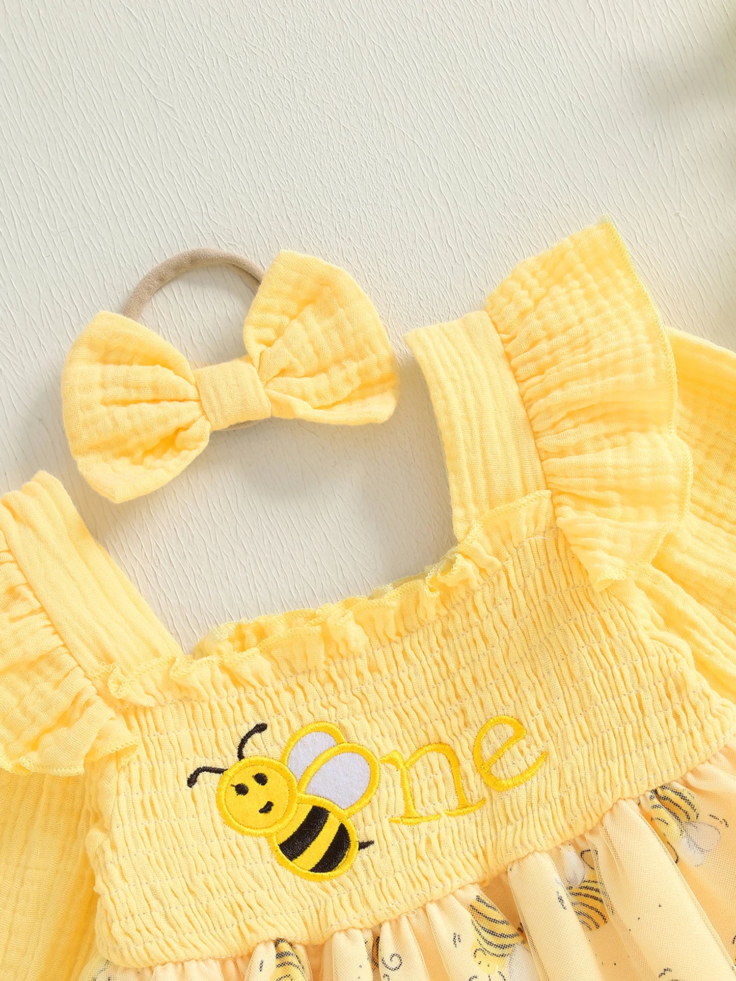 Baby Bee Dress and Headband Set