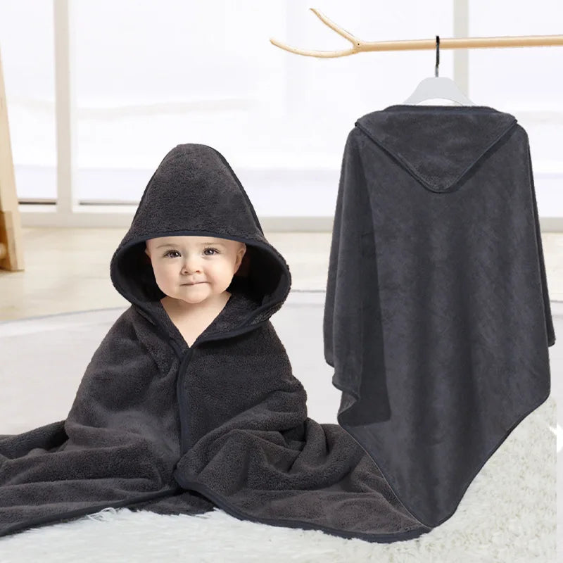 80*80cm Baby Bath Towel Toddler Bathrobe Newborn Swaddle Blankets with Hood Coral Fleece Soft Kids Bedding Item